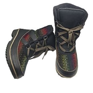 Sorel Tivoli II Waterproof Boots Womens 10 Multicolor Black Fabric